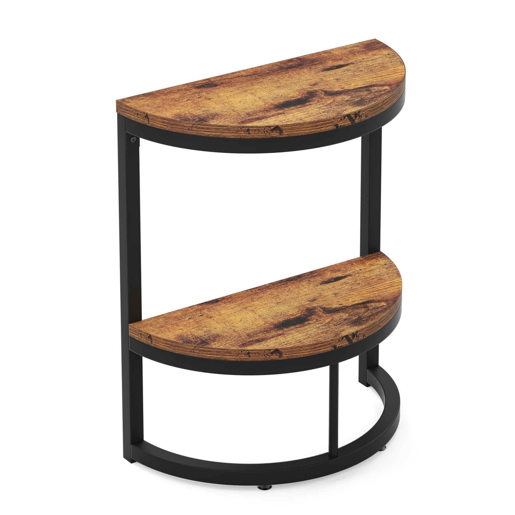 Half Round End Table, Narrow Side Table with Metal Frame Tribesigns